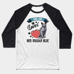 Russian Blue Cat Baseball T-Shirt